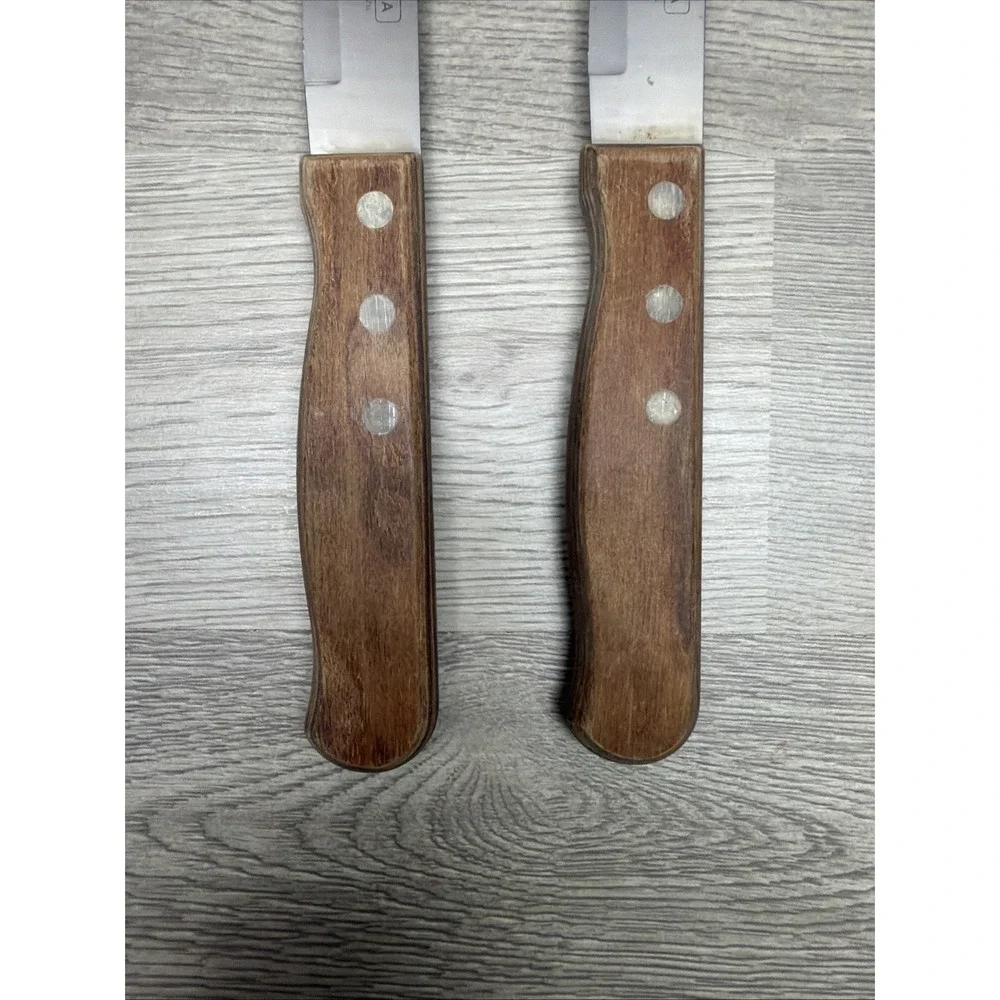 Pair Of Tramontina Stainless Steel Jumbo Steak Knifes Polywood Handles Brazil 5